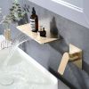 Single Handle Bathroom Waterfall Sink Faucet Brushed Gold