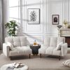 Convertible Futon Sofa Bed, Adjustable Couch Sleeper, Modern Fabric Linen Upholstered Futon Sofa bed with Wooden Legs & 2 Pillows for Apartment, Livin