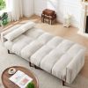 Convertible Futon Sofa Bed, Adjustable Couch Sleeper, Modern Fabric Linen Upholstered Futon Sofa bed with Wooden Legs & 2 Pillows for Apartment, Livin
