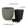 10.6" Self-watering Wicker Planter - Garden Decoration Pot - Gray - Round