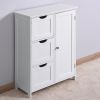 White Floor Storage Cabinet with 3 Large Drawers & 1 Adjustable Shelf - Elegant Organizer for Living Spaces