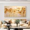 Hand Painted Oil Painting Original Gold Flower Oil Painting on Canvas Large Wall Art Abstract Minimalist Floral Wall Art Custom Painting Modern Living
