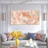 Hand Painted Oil Painting Abstract Flower Art Blooming White Pink Peony Flower Oil painting On Canvas Texture Art Painting For Living Room Wall Decor