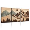 3 Panels Framed Abstract Wood Grain Boho Style Mountain & Forest Canvas Wall Art Decor,3 Pieces Mordern Canvas Decoration Painting for Office,Dining r