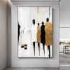 Hand Painted Oil Painting Abstract Figure Oil Painting on Canvas Original Gold Foil Acrylic Painting Custom Home Decor Living room Wall Decor Textured