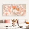 Hand Painted Oil Painting Abstract Flower Art Blooming White Pink Peony Flower Oil painting On Canvas Texture Art Painting For Living Room Wall Decor