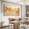 Hand Painted Oil Painting Original Gold Flower Oil Painting on Canvas Large Wall Art Abstract Minimalist Floral Wall Art Custom Painting Modern Living