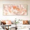 Hand Painted Oil Painting Abstract Flower Art Blooming White Pink Peony Flower Oil painting On Canvas Texture Art Painting For Living Room Wall Decor