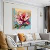 Hand Painted Oil Painting Abstract Original Flower Oil Painting On Canvas Large Wall Art Pink Floral Landscape Painting Custom Painting Living Room Ho