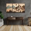 3 Panels Framed Abstract Wood Grain Boho Style Mountain & Forest Canvas Wall Art Decor,3 Pieces Mordern Canvas Decoration Painting for Office,Dining r