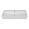 24" Rectangular Bathroom Console Sink with Overflow,Wall Mounted Ceramic Console Sink White Basin with Steel Legs
