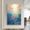 Hand Painted Oil Painting Abstract Underwater Oil Painting on Canvas Original Colorful Ocean Painting Bedroom Home Decor Custom Sunshine Painting Mode