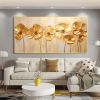 Hand Painted Oil Painting Original Gold Flower Oil Painting on Canvas Large Wall Art Abstract Minimalist Floral Wall Art Custom Painting Modern Living